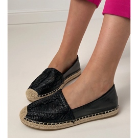 Black Openwork Espadrilles pe platformă negru 2
