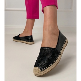 Black Openwork Espadrilles pe platformă negru 3