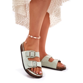 Flip -flops pentru femei cu catarame de mentă verde 1 Flip -flops pentru femei cu catarame de mentă verde 1