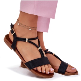 S.Barski Sandale plate pentru femei cu dungi S. Barski KV51-120 Negru 4 S.Barski Sandale plate pentru femei cu dungi S. Barski KV51-120 Negru 4