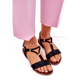 S.Barski Sandale plate pentru femei cu dungi S. Barski KV51-120 Negru 3 S.Barski Sandale plate pentru femei cu dungi S. Barski KV51-120 Negru 3