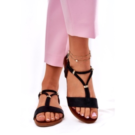 S.Barski Sandale plate pentru femei cu dungi S. Barski KV51-120 Negru 2 S.Barski Sandale plate pentru femei cu dungi S. Barski KV51-120 Negru 2