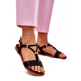 S.Barski Sandale plate pentru femei cu dungi S. Barski KV51-120 Negru 1 S.Barski Sandale plate pentru femei cu dungi S. Barski KV51-120 Negru 1