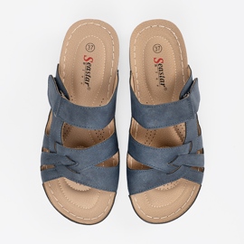 Seastar Flip -flops pentru femei albastre cu velcro albastru 4