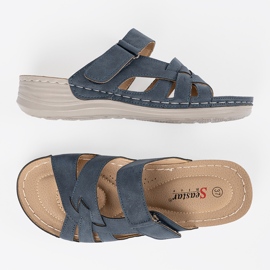 Seastar Flip -flops pentru femei albastre cu velcro albastru 5