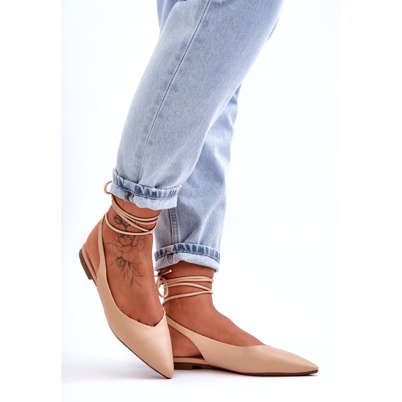 Eco-părți pentru femei legate balerine nud bej 3