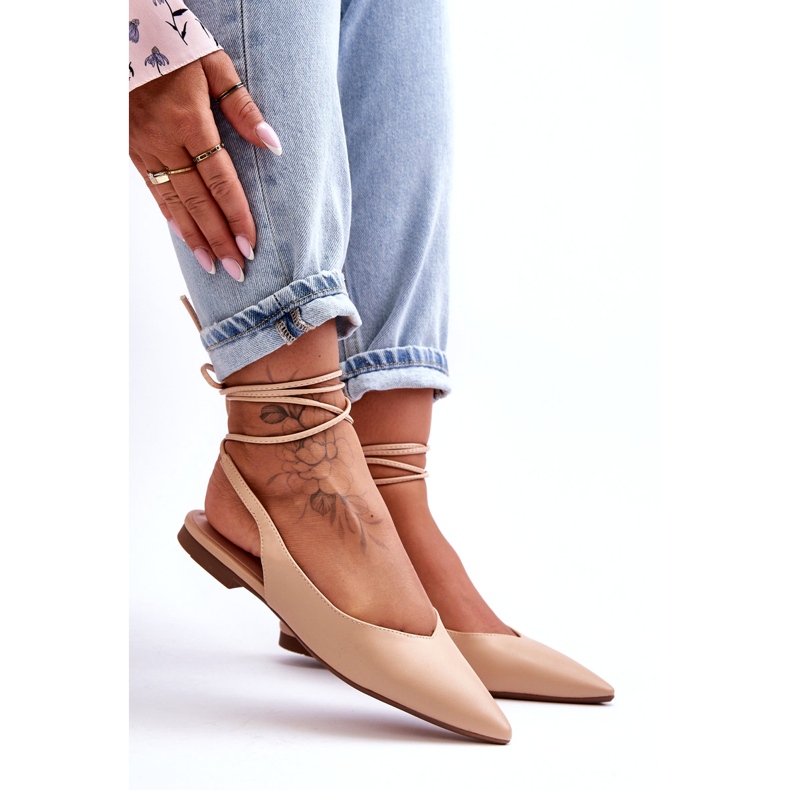 Eco-părți pentru femei legate balerine nud bej 2