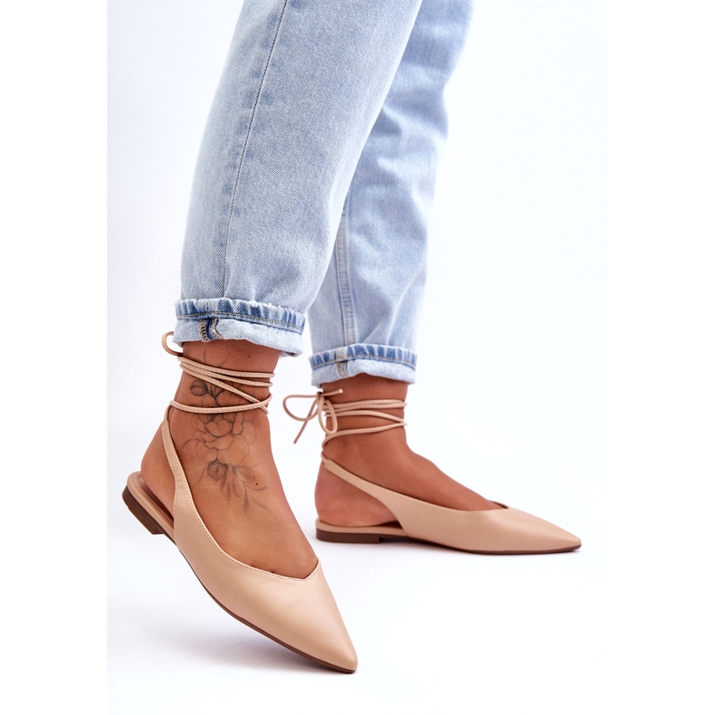 Eco-părți pentru femei legate balerine nud bej 1