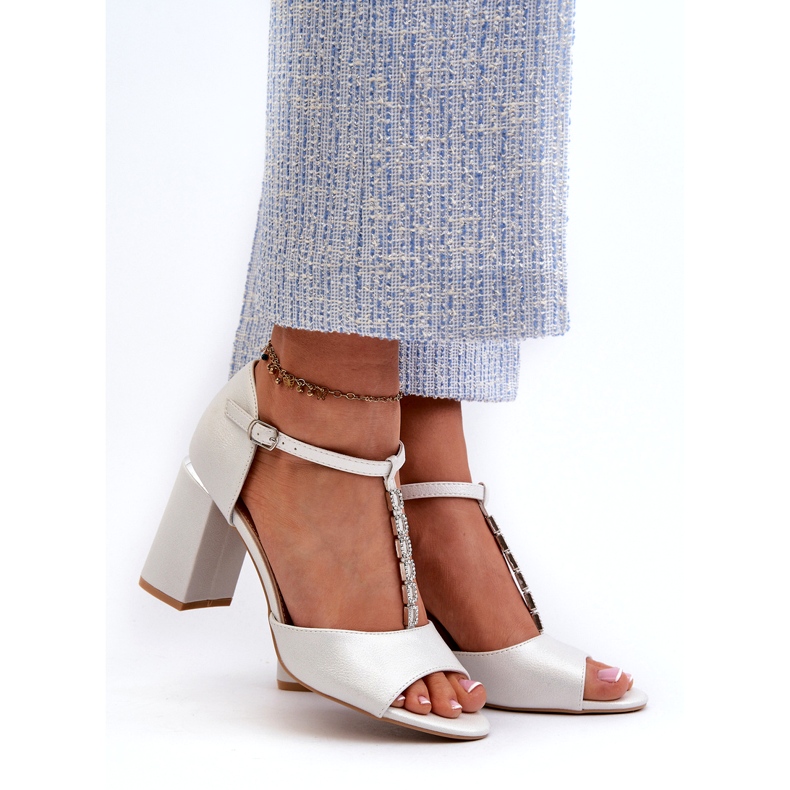 Vinceza Sandale Silver Aniya cu toc înalt cu zirconiu cubic argint 2