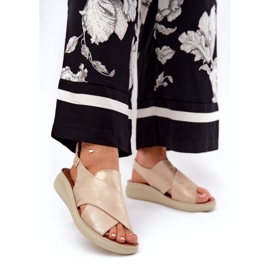 Jezzi Sandale pentru femei din auriu din piele ecologică de aur 2