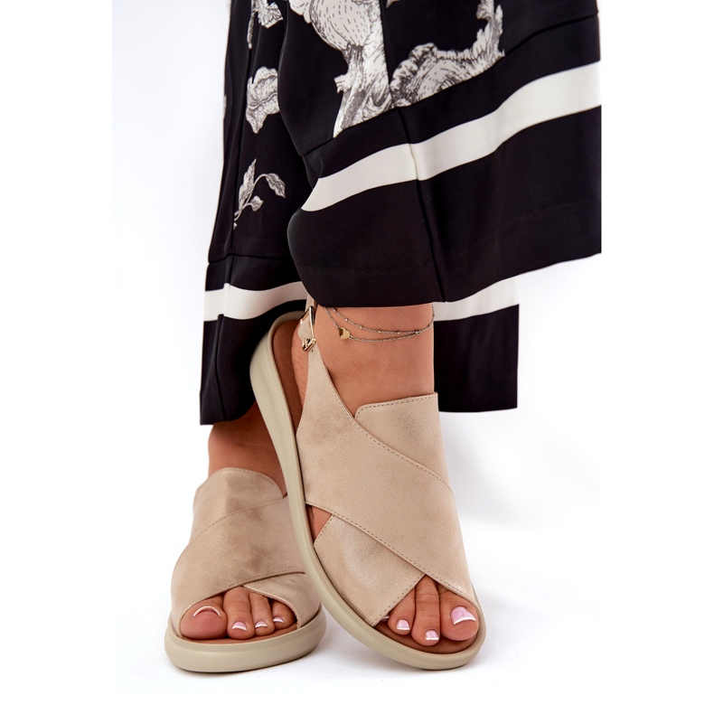 Jezzi Sandale pentru femei din auriu din piele ecologică de aur 3