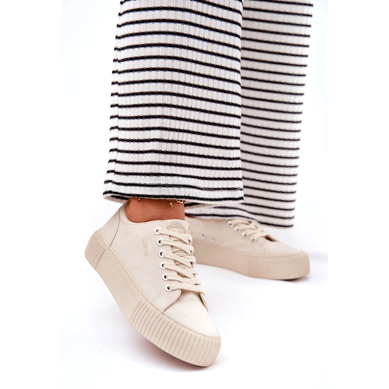 Adidaje materiale pentru femei Big Star RR274407 Beige bej 4 Adidaje materiale pentru femei Big Star RR274407 Beige bej 4