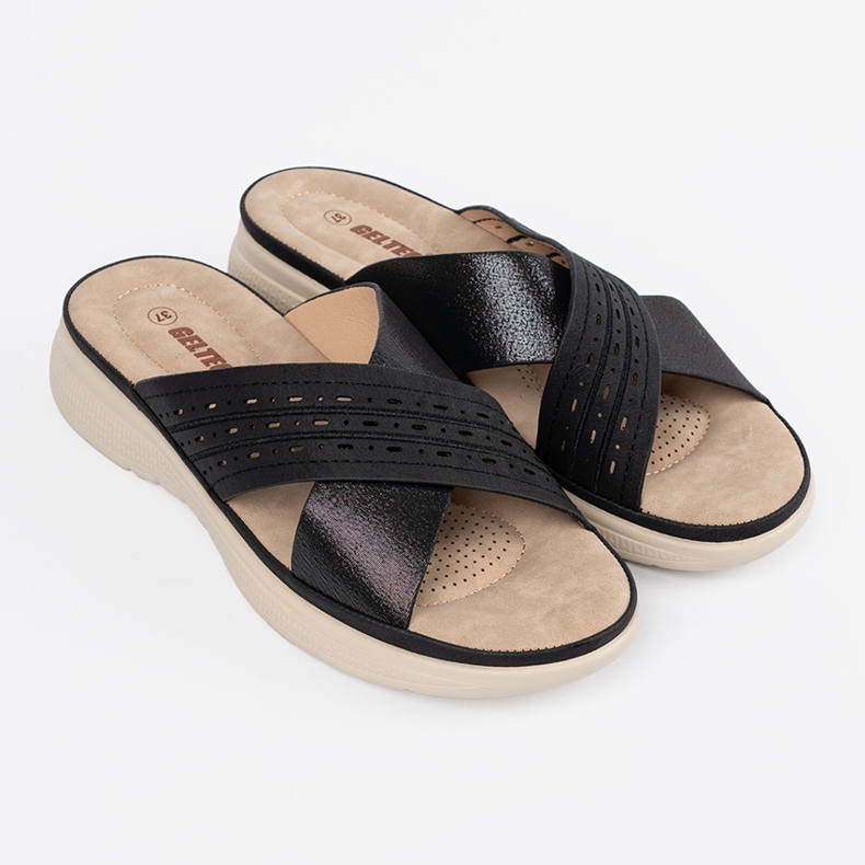 Papuci negri pe platformă negru 1