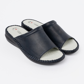 Papuci pentru femei cu un insert de piele albastru bleumarin 3