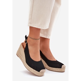 Sandale pentru femei pentru pană cu împletitură neagră negru 1