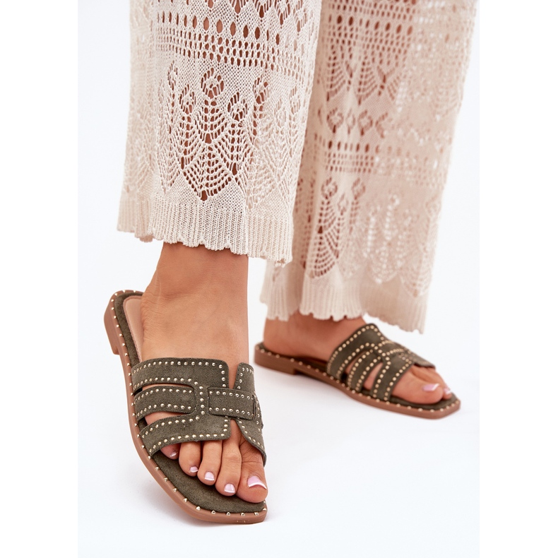 Flip -flops decorat plat verde 2 Flip -flops decorat plat verde 2