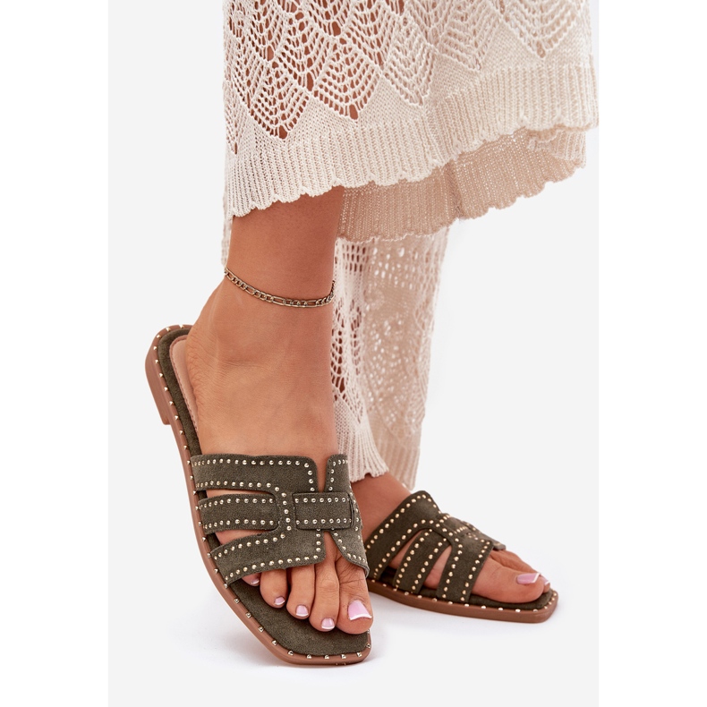 Flip -flops decorat plat verde 1 Flip -flops decorat plat verde 1