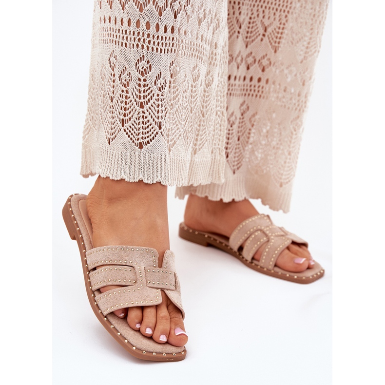 Flip -flops -flip -flops decorat plat kaki bej 2