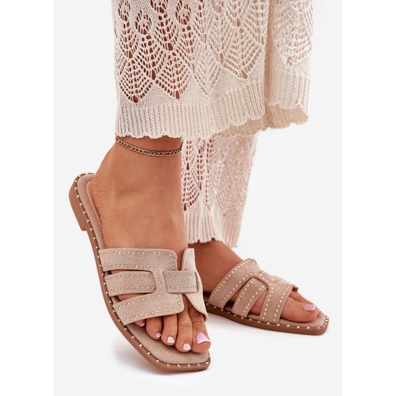 Flip -flops -flip -flops decorat plat kaki bej 1