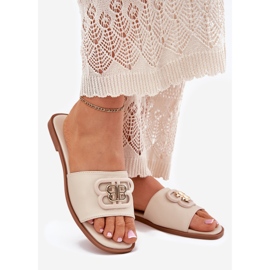 Flip -flops pentru femei cu detalii decorative bej 1 Flip -flops pentru femei cu detalii decorative bej 1
