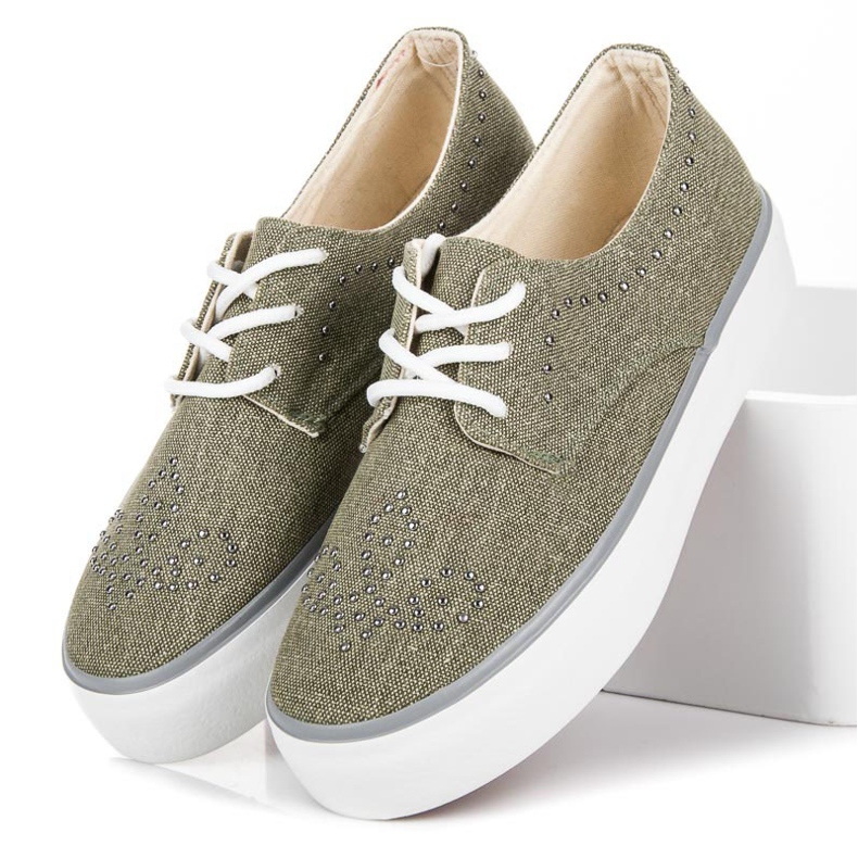 Kylie Adidași Cu Cristale verde 1