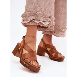 Sandale din piele pe postarea maro Zazoo 1081 2