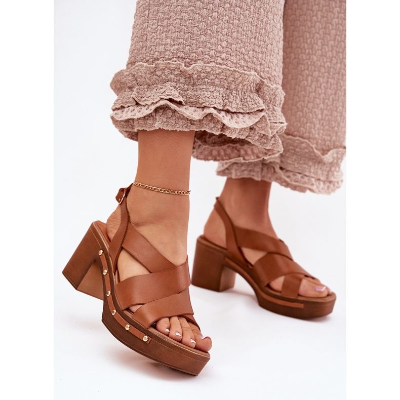 Sandale din piele pe postarea maro Zazoo 1081 2