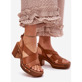 Sandale din piele pe postarea maro Zazoo 1081 1