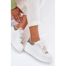Adidași pentru femei pe platformă cu pini leopard alb 1