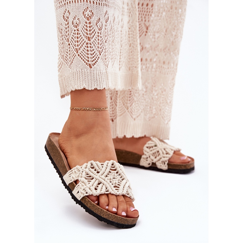 Flip -flops pentru femei pe platforma Cork Beige bej 2