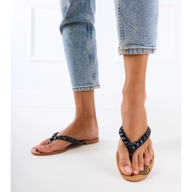 Flip -flip -flops flip -flops decorat cu pietricele negru 1