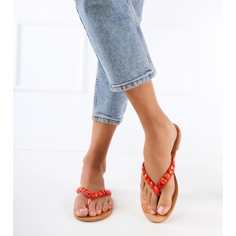 Flip -flop -flop -flop -flops decorat cu pietricele portocale 1