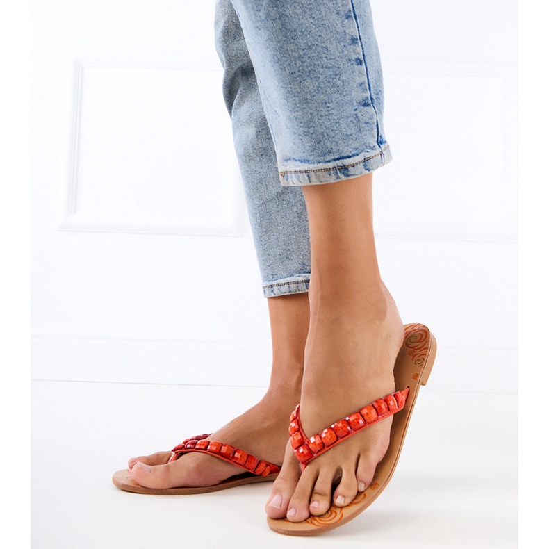 Flip -flop -flop -flop -flops decorat cu pietricele portocale 2