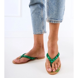 Flip -flops verde decorat cu pietricele 1