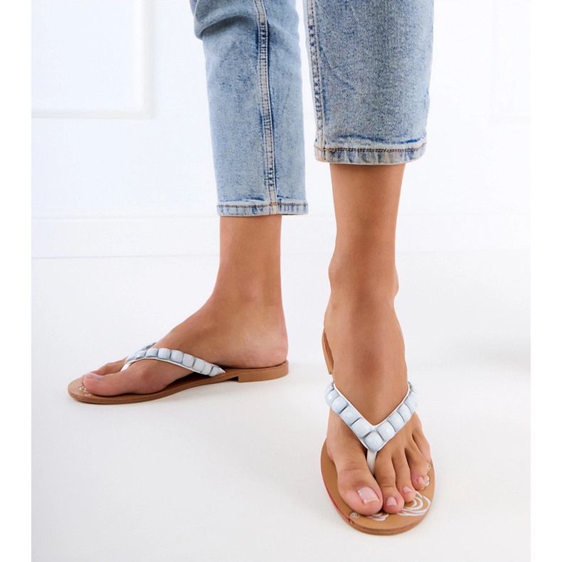 Flip -flop -uri decorate cu pietricele alb 1