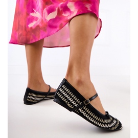 Balerine cu material negru cu o cataramă și un arc 1