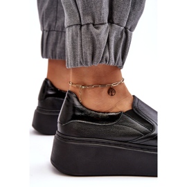 Pantofi sport din piele pentru femei pe platformă Lemar negru 3