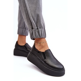 Pantofi sport din piele pentru femei pe platformă Lemar negru 2