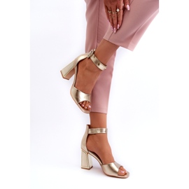 Evento Sandale de damă elegante cu toc înalt, aurii de aur 3