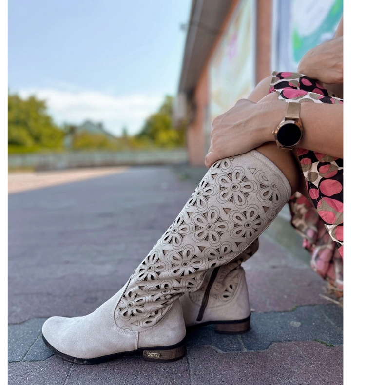 Olivier Cizme de piele deschise pentru femei deschise pentru femei bej 2