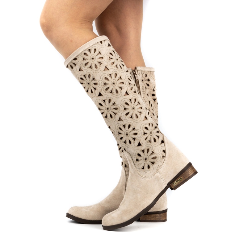 Olivier Cizme de piele deschise pentru femei deschise pentru femei bej 3