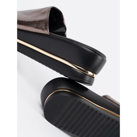 Goodin Papuci pentru femei metalice pe platformă maro 2 Goodin Papuci pentru femei metalice pe platformă maro 2