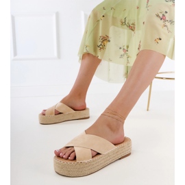 Bej espadrilles cu dungi pe platformă 1