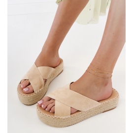 Bej espadrilles cu dungi pe platformă 2