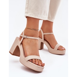 Sandale din piele ecologică pe post bej 1