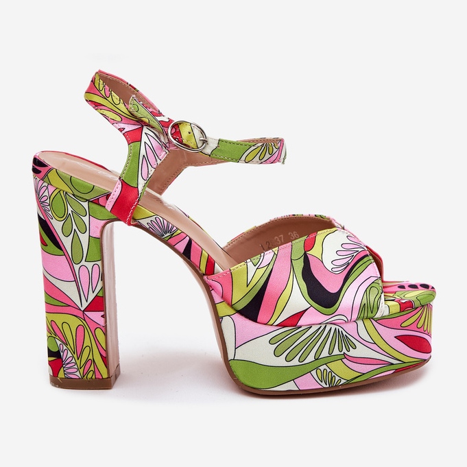 Sandale modelate pe postare și platformă roz-verde 1