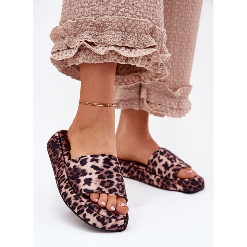 Flip -flops pentru femei pe platforma leopard maro 2