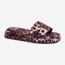 Flip -flops pentru femei pe platforma leopard maro 4