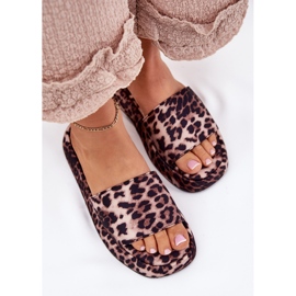 Flip -flops pentru femei pe platforma leopard maro 6