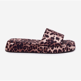 Flip -flops pentru femei pe platforma leopard maro 7